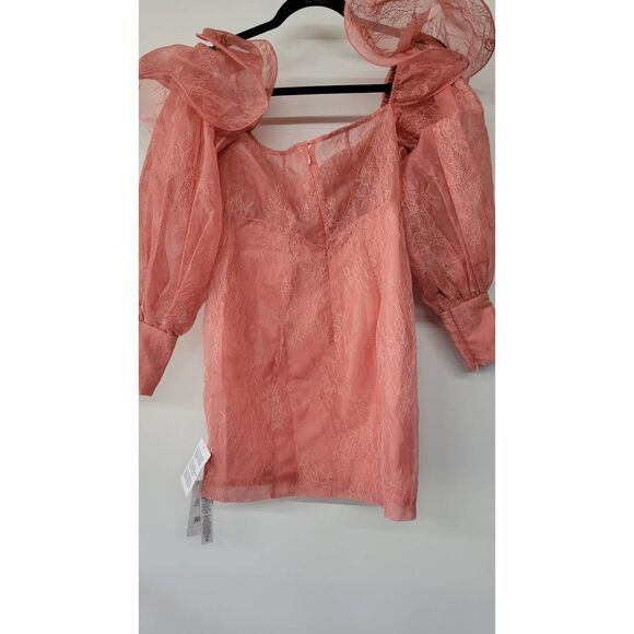 ASOS LUXE Curve wire bardot lace midi dress in pink - Picture 8 of 13